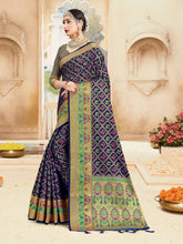 Navy Blue Banarasi Art Silk Woven Saree